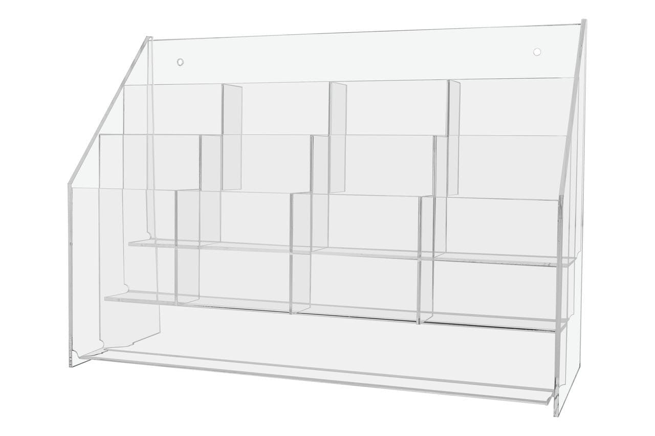 Brochure Holder Multi Tier 12 Pocket for 4"W Trifolds and Menus