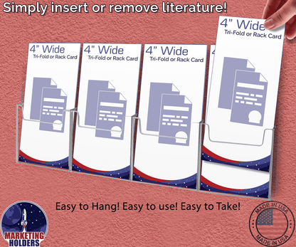 Wall 4 Pocket Trifold Holder for 4"W Brochures