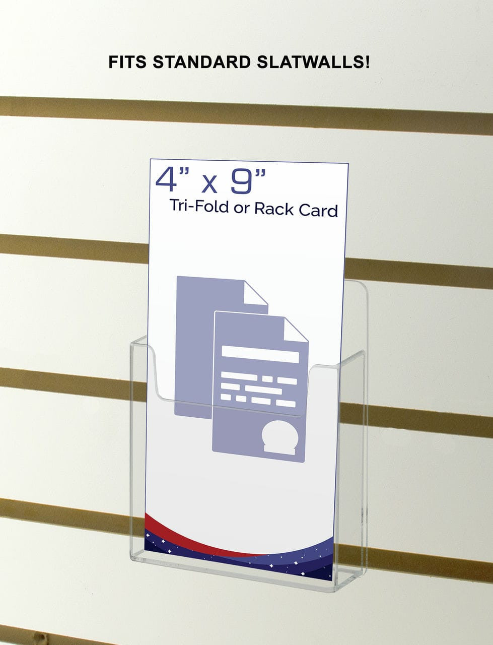 Slatwall 4"W Wall Trifold Brochure Display Rack Card Holder