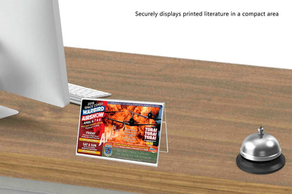 Six Inches Wide by Four Inches High A Frame Sign Holder Double sided Table Tent Clear Acrylic on desk