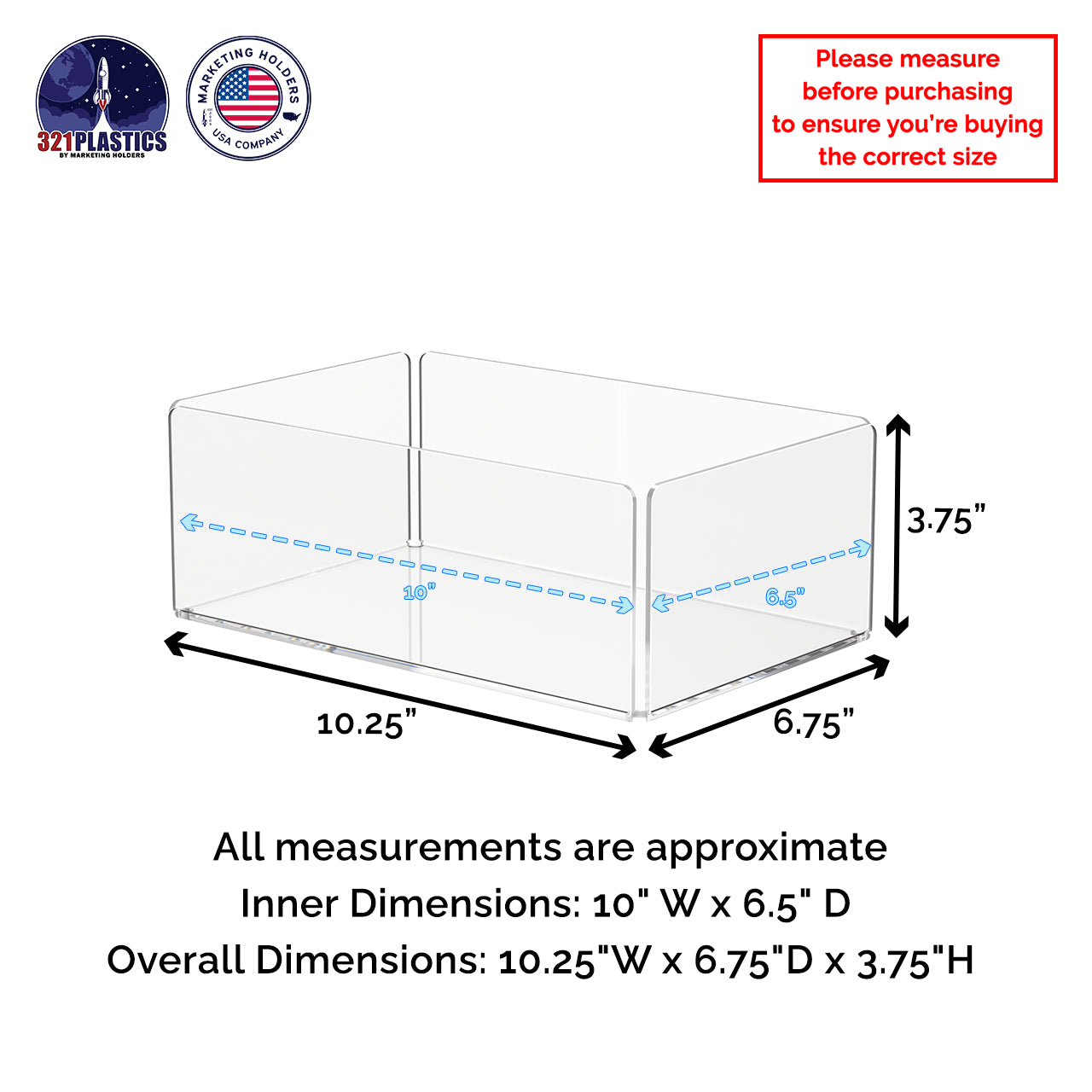 10" Tray Organizer Display Countertop Storage Bin Dust Cover