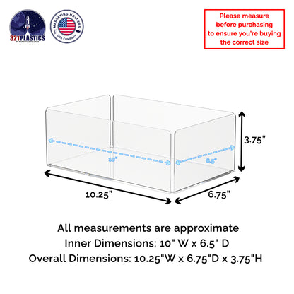 10" Tray Organizer Display Countertop Storage Bin Dust Cover