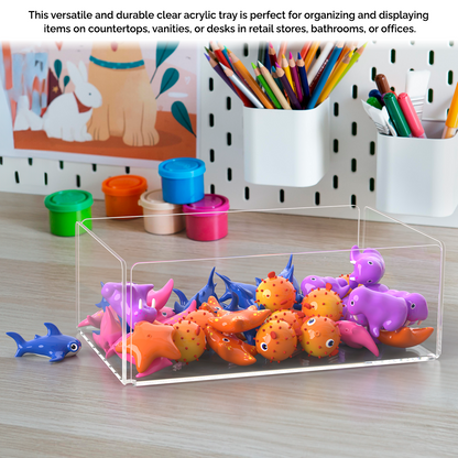 10" Tray Organizer Display Countertop Storage Bin Dust Cover