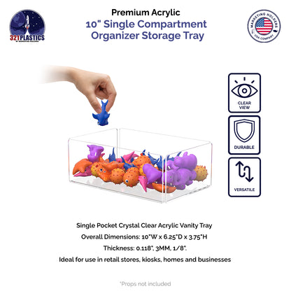 10" Tray Organizer Display Countertop Storage Bin Dust Cover