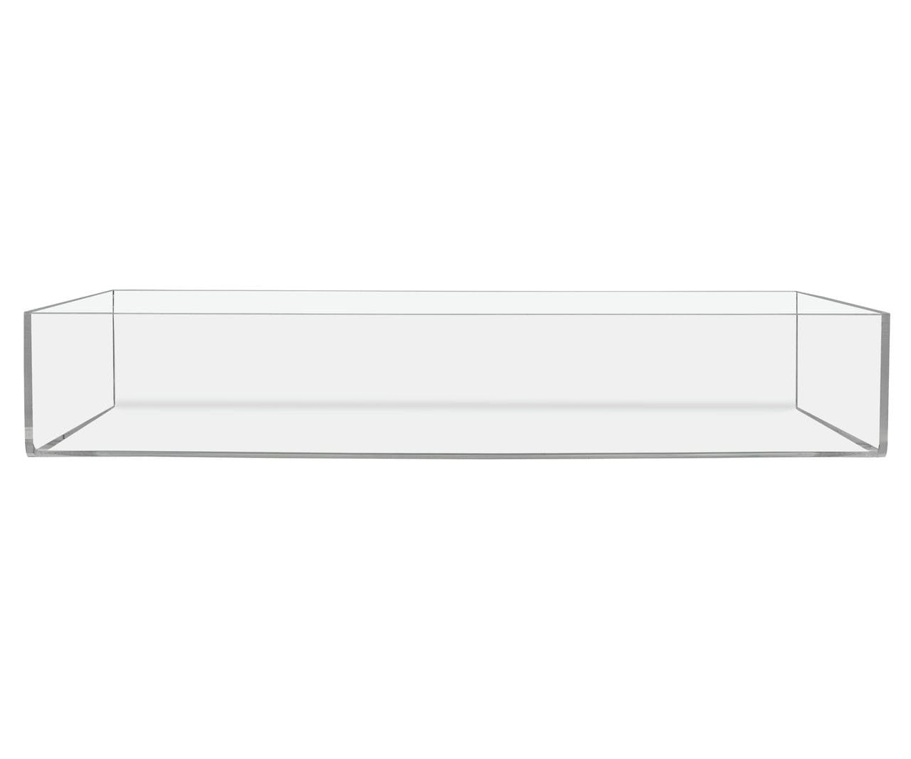 Eight and a Quarter Inches Wide by Two Inches High Tray for Home Decor Premium Clear Counter Top Display Side view