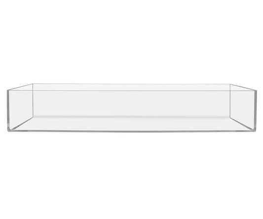 Eight and a Quarter Inches Wide by Two Inches High Tray for Home Decor Premium Clear Counter Top Display Side view