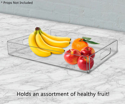 Sixteen and a Half Inches Wide by Two Inches High Holds an assortment of healthy fruit
