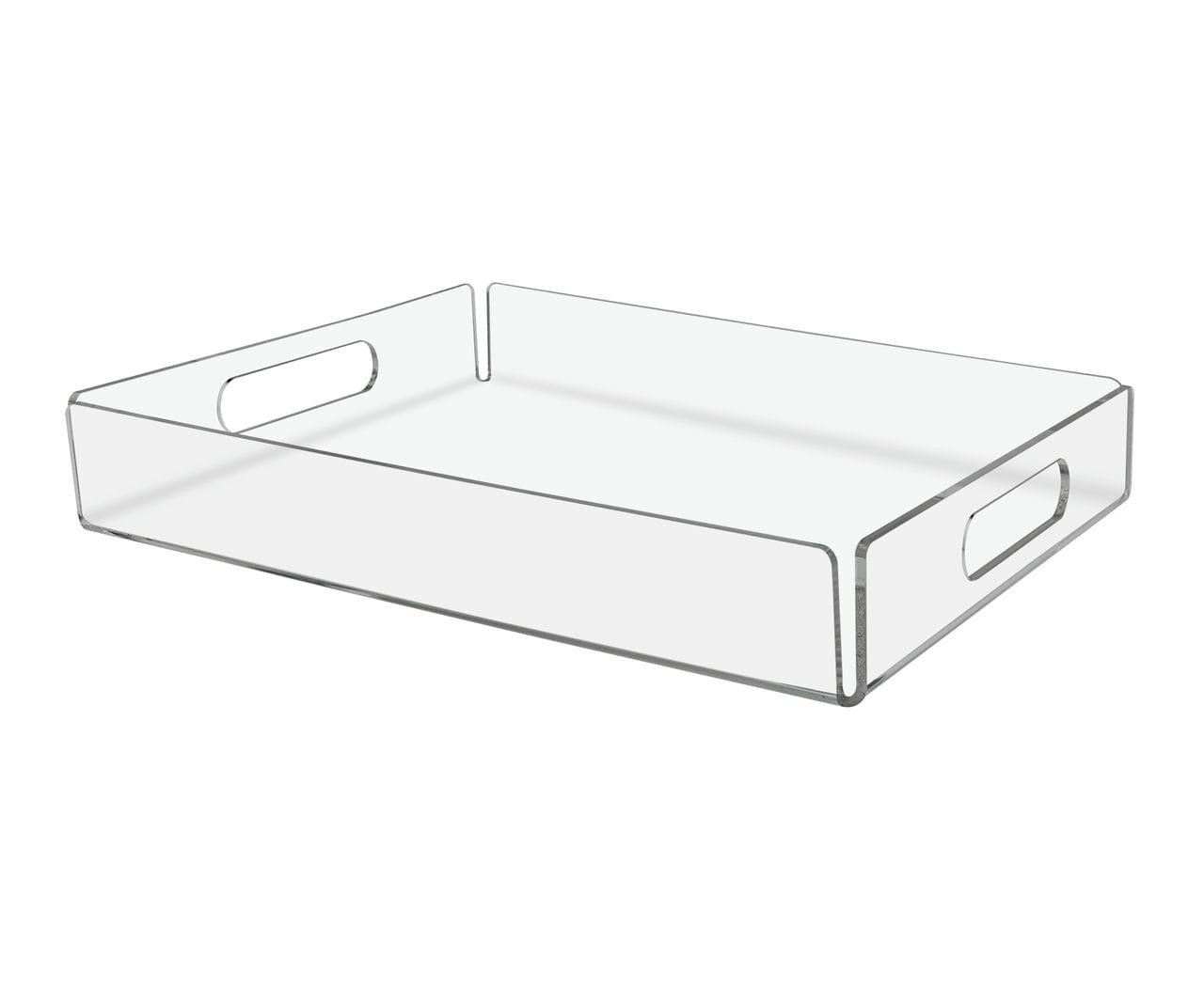 Sixteen and a Half Inches Wide by Two Inches High Clear Tray With Handles