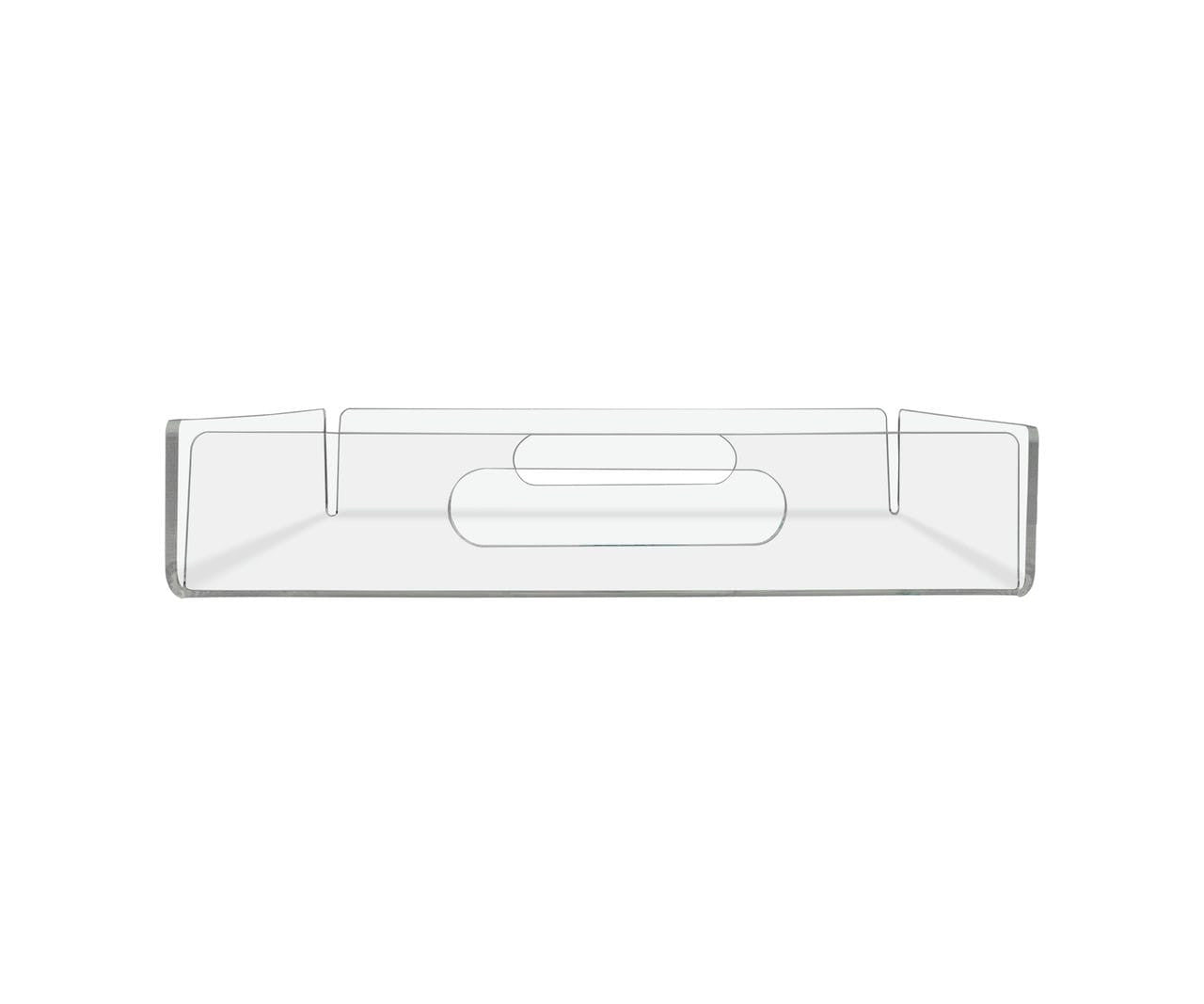 Sixteen and a Half Inches Wide by Two Inches High Clear Tray With Handles