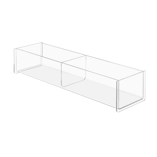 Clear Acrylic 16"W Double Compartment Storage Tray