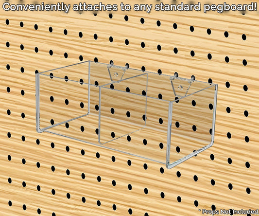 8"W Pegboard 2 Compartment Storage Bin Organizer