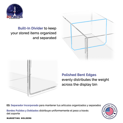 Double Compartment Storage Tray with Two 4"W Bins
