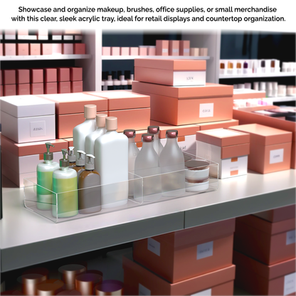 Clear Acrylic 16.75"W Multi Compartment Storage Tray