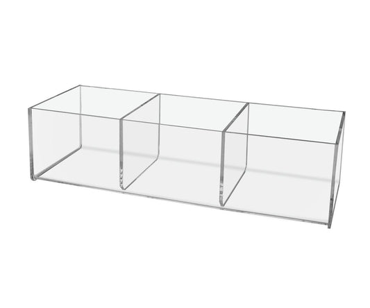 Clear Acrylic 12"W Storage Tray with 3 Compartments