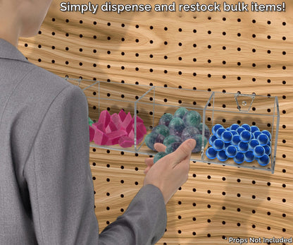 15.75"W Pegboard Compartment Storage Bin 4 Cubby Organizer