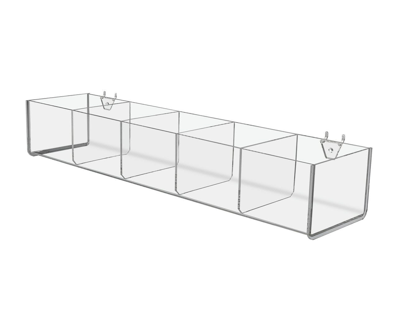 Pegboard 19.5"W Acrylic 5 Compartment Retail Product Storage Bin