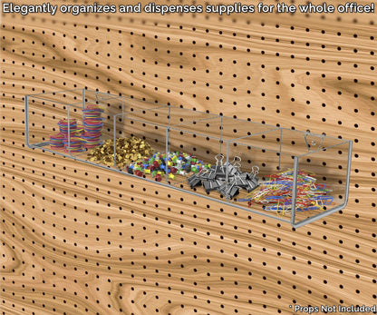 Pegboard 19.5"W Acrylic 5 Compartment Retail Product Storage Bin