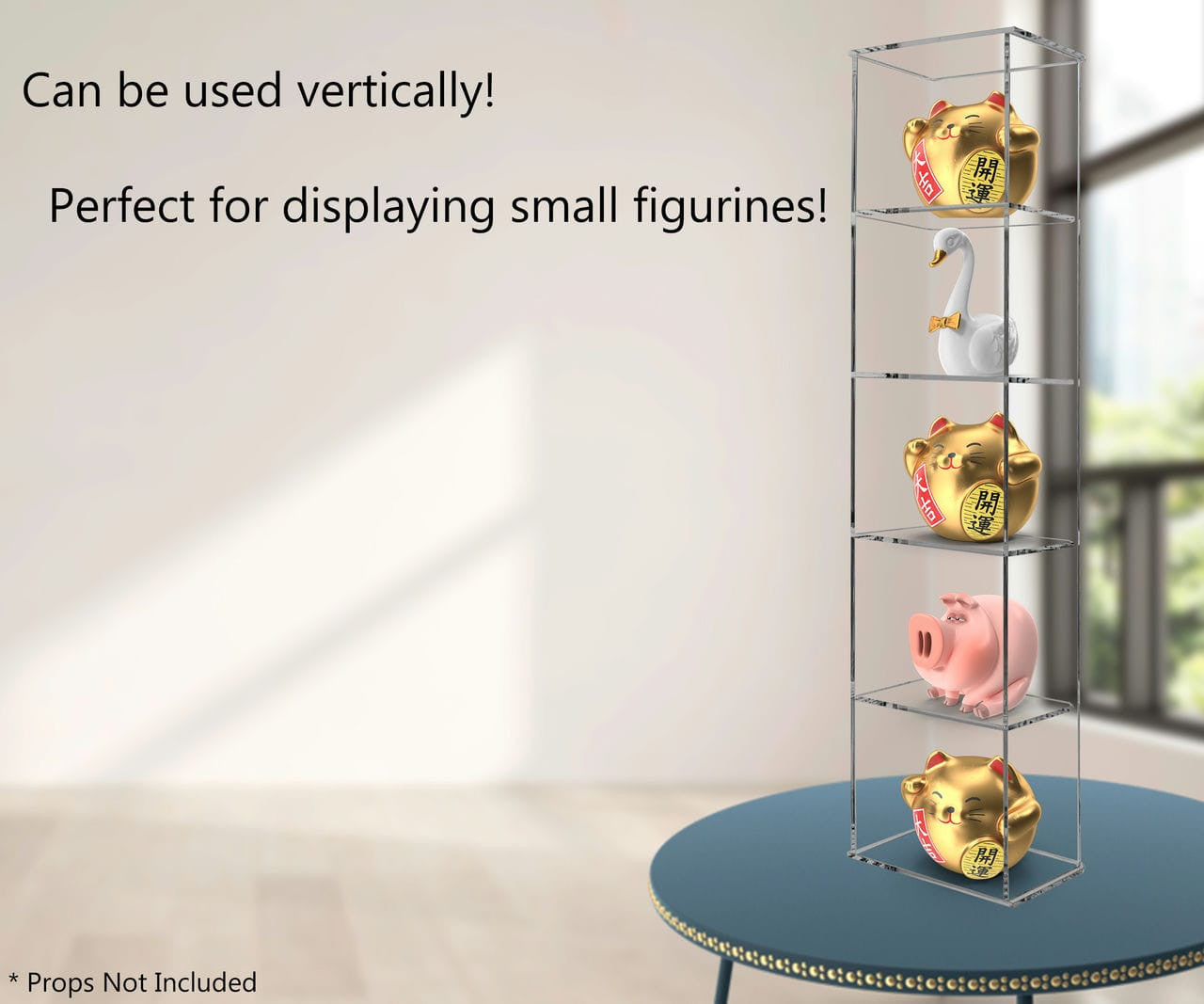 Nineteen and a Half Inches Wide by Three and a Quarter Inches High Can be used vertically to display small figurines