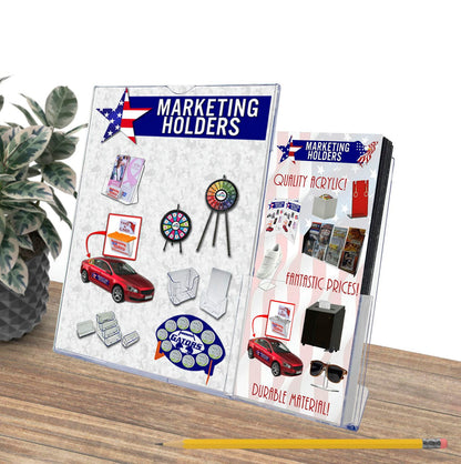 Eight and A Half Inch Wide Top Load Table Tent Ad Frame with Rack Card Holder