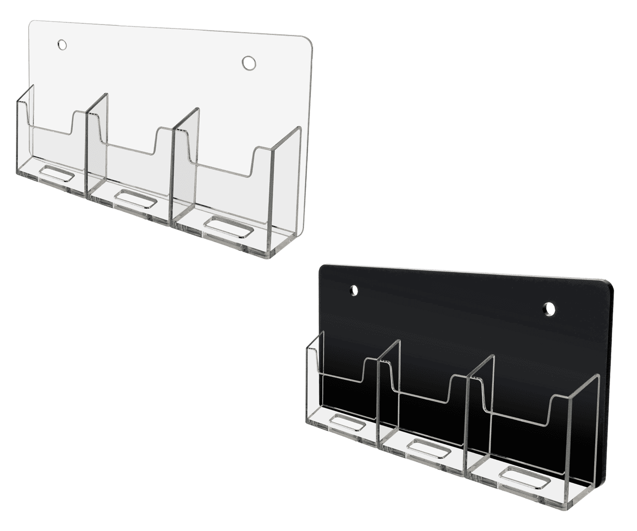 Clear and Black Three Vertical Business Card Holder