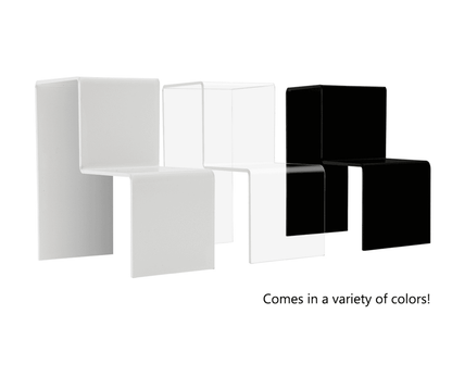 Two Tier Step Riser Pedestal Showcase Stand Premium Acrylic in black white and clear