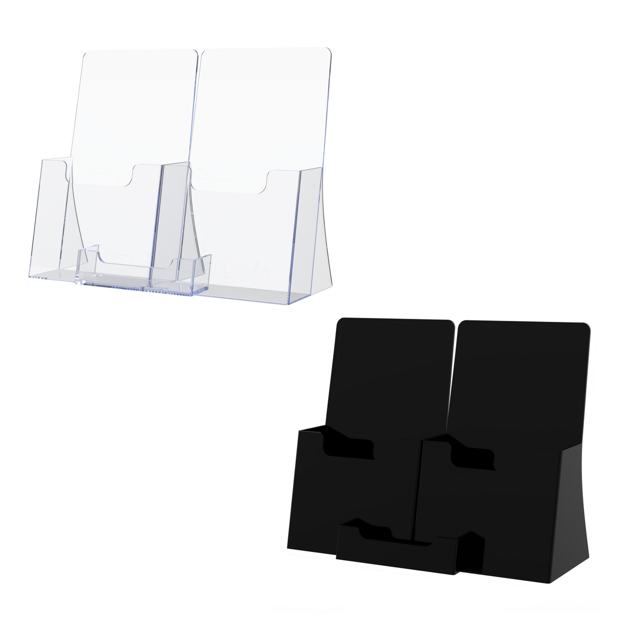 Two Pocket Brochure Stand for 4.25"W Trifolds with Card Pocket