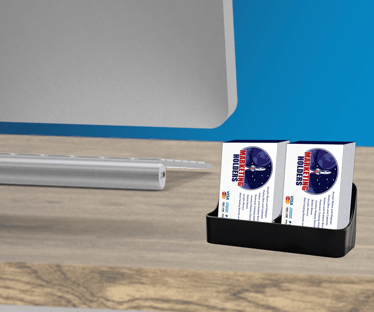 Desktop Business Card Appointment Card Holder with Two Pockets