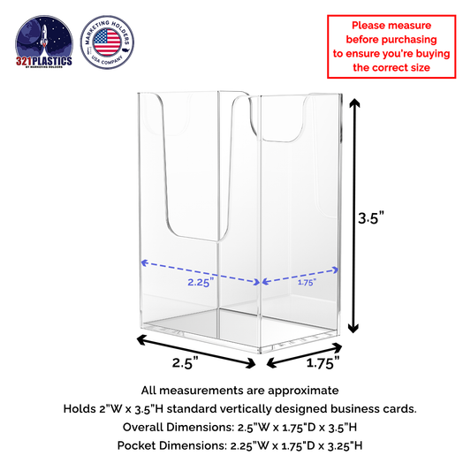 Vertical Business Card Holder Extra Capacity Tall Deep Acrylic