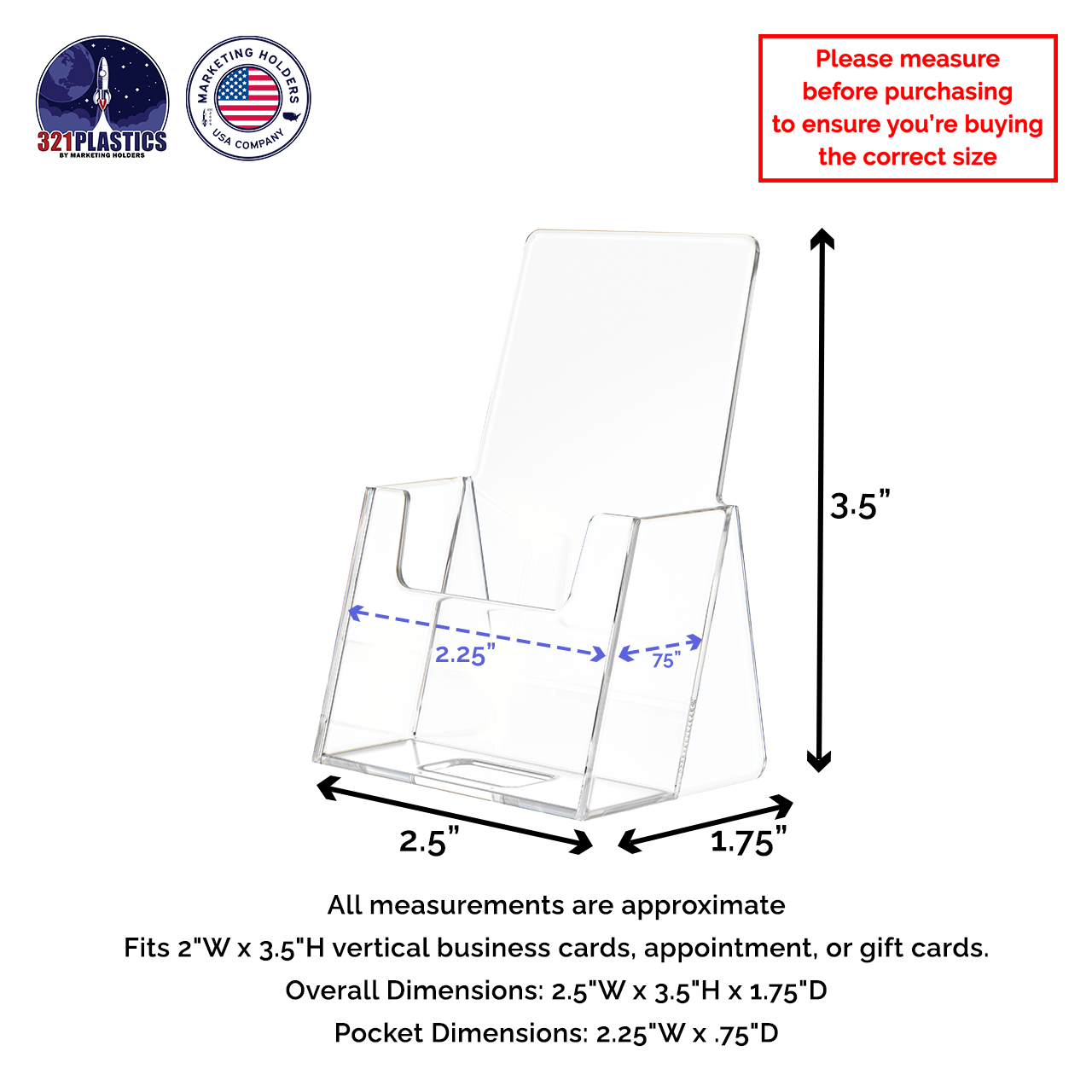 Vertical Business Card Holder Countertop Plastic Display Stand
