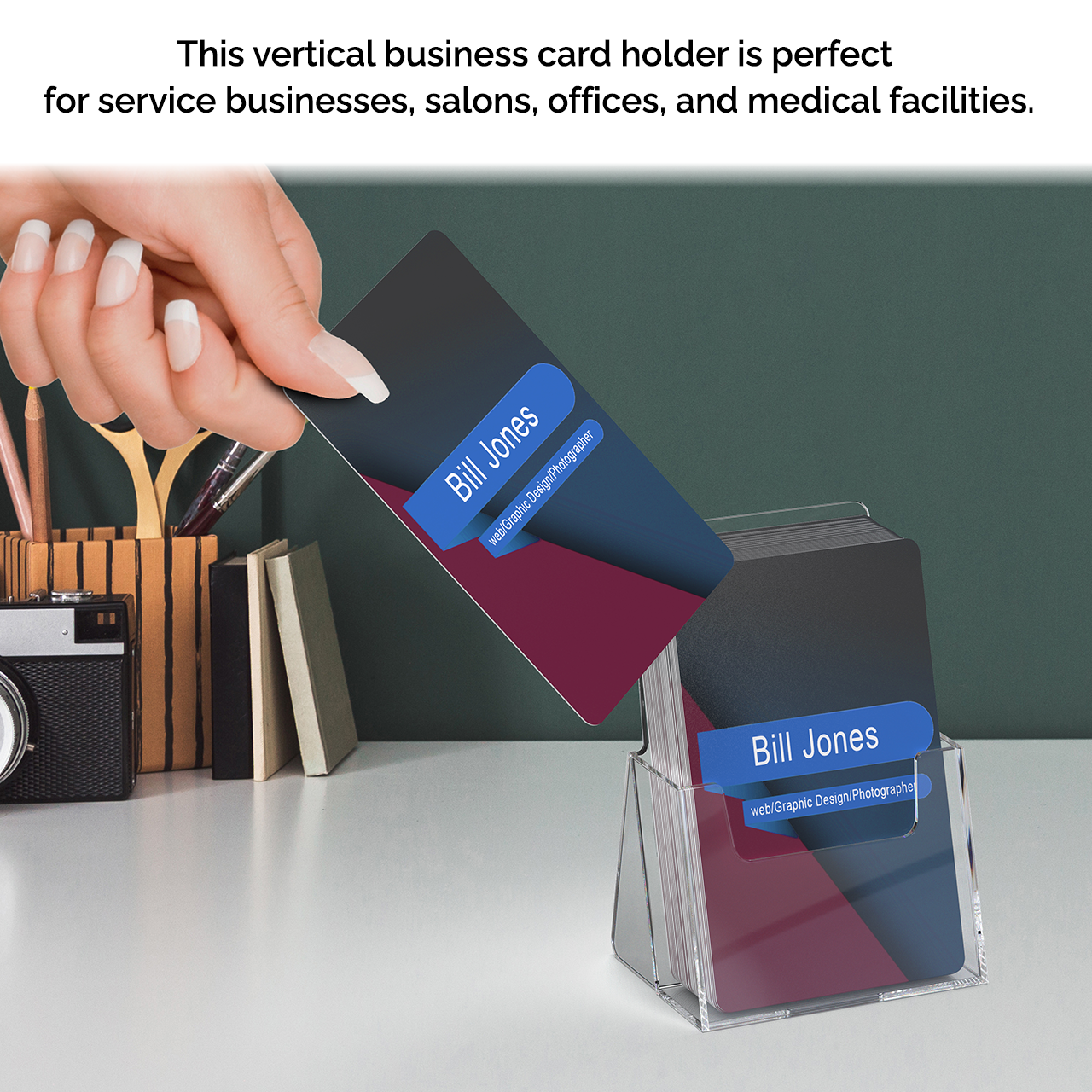 Vertical Business Card Holder Countertop Plastic Display Stand