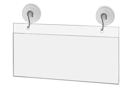 10"W x 4"H Window Mount Sign Holder Suction Cup with Hooks