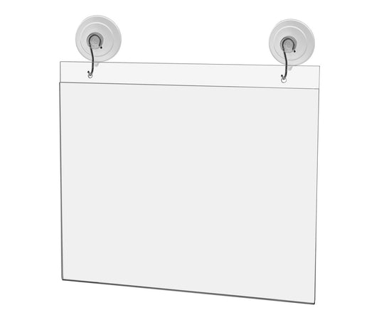 11"W x 7"H Window Mount Sign Holder Suction Cup with Hooks