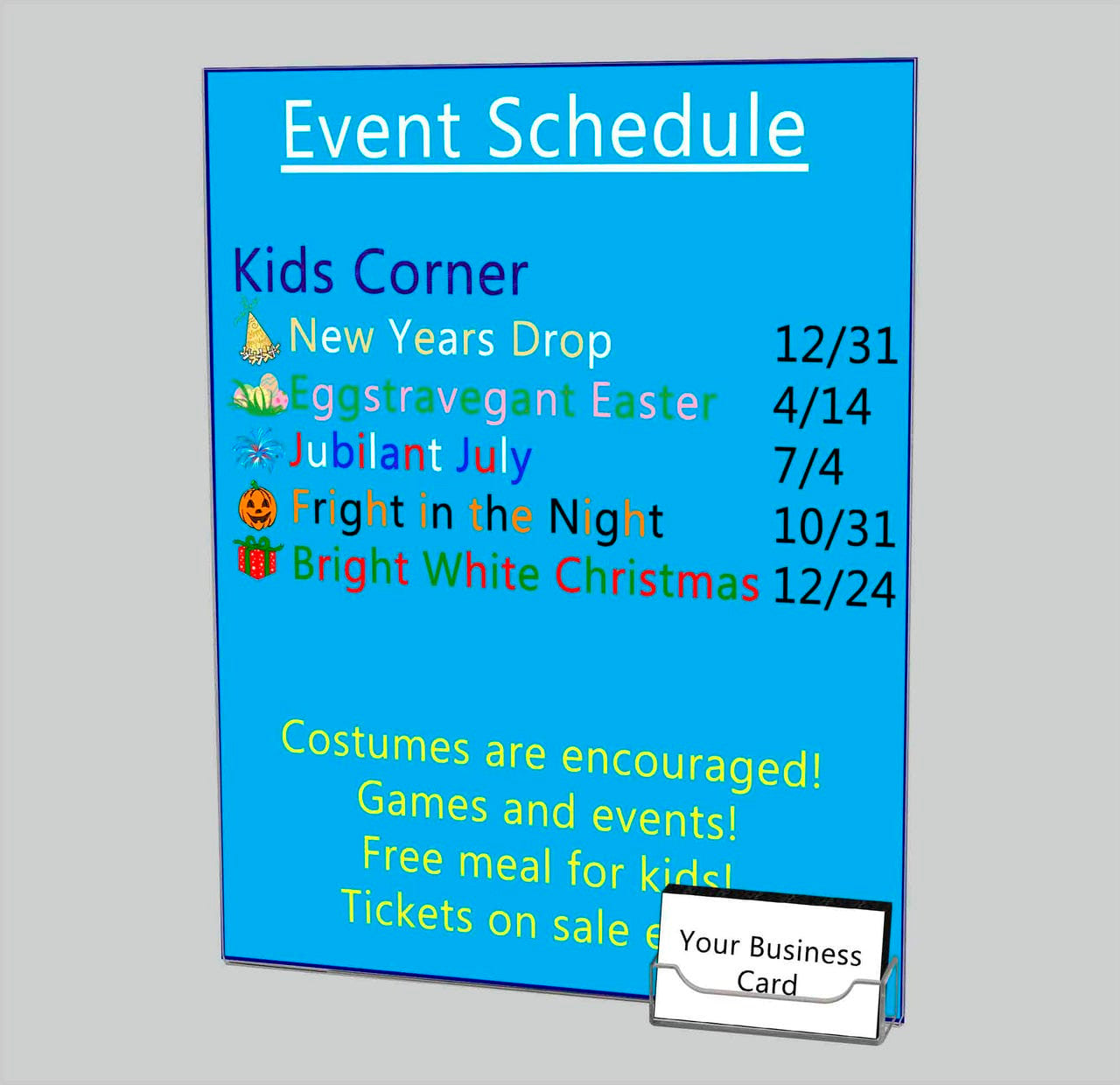 Sign Holder 11"W x 14"H Display Sleeve with Business Card Pocket