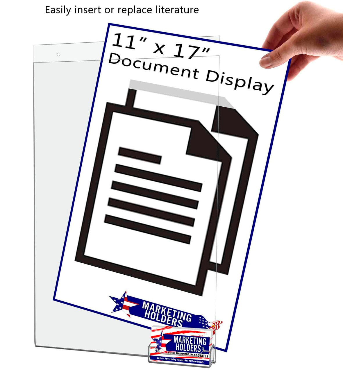 11"W x 17"H Wall Sign Holder with Business Card Pocket and Hardware