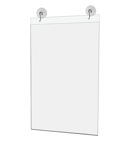 11"W x 17"H Window Mount Sign Holder Suction Cup with Hooks