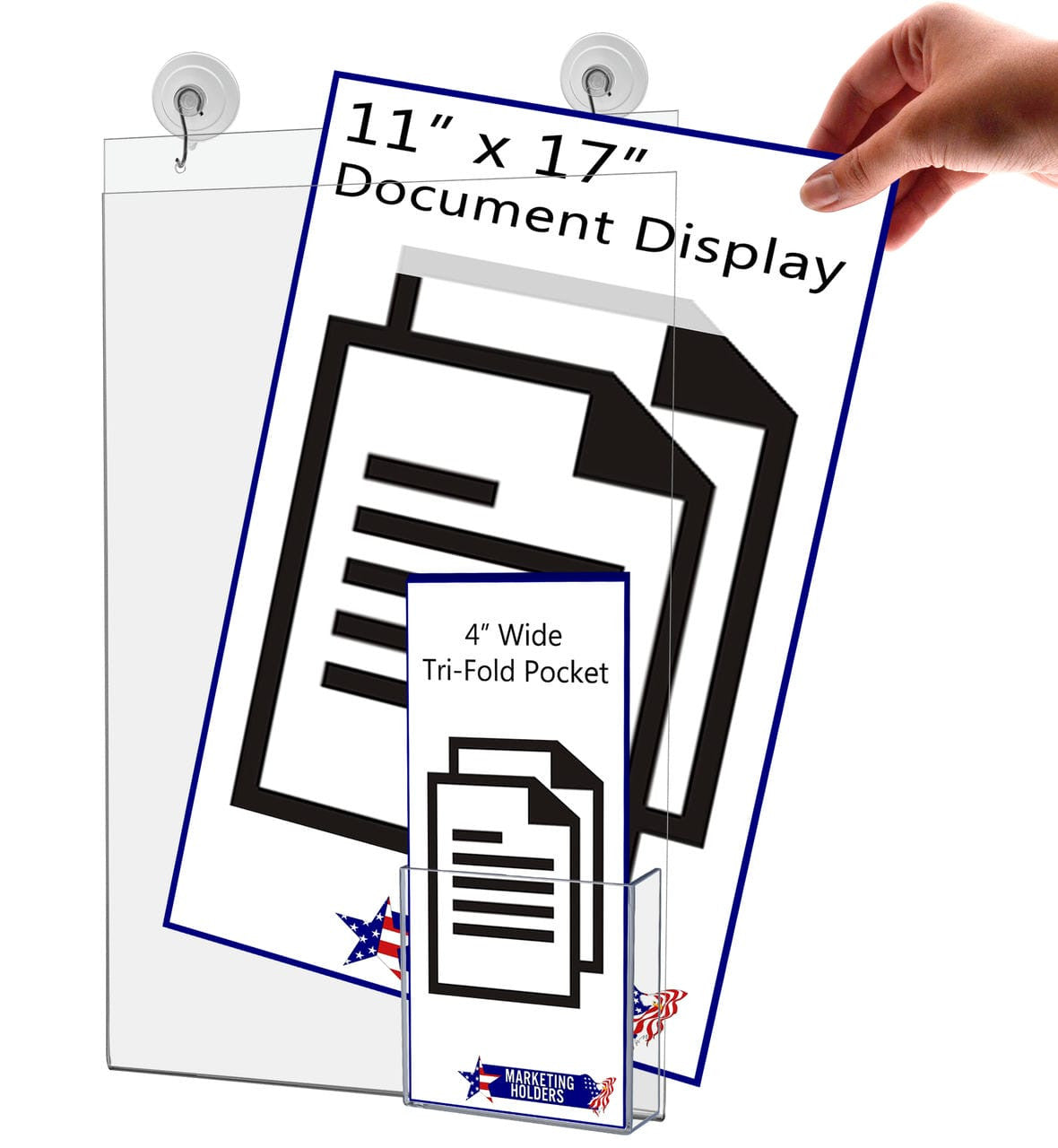 11"W x 17"H Sign Frame with Brochure Pocket and Suction Cups