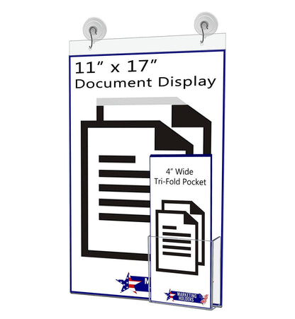 11"W x 17"H Sign Frame with Brochure Pocket and Suction Cups