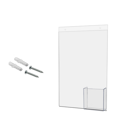 11"W x 17"H Wall Sign Holder with Brochure Pocket and Hardware