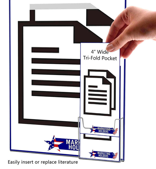 11"W x 17"H Wall Sign Holder with Brochure Pocket and Hardware