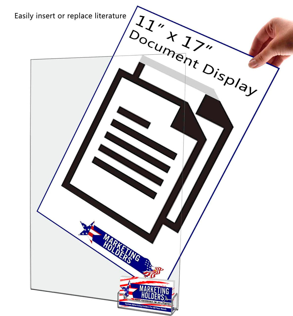 11"W x 17"H Wall Sign Holder with Business Card Pocket and Tape