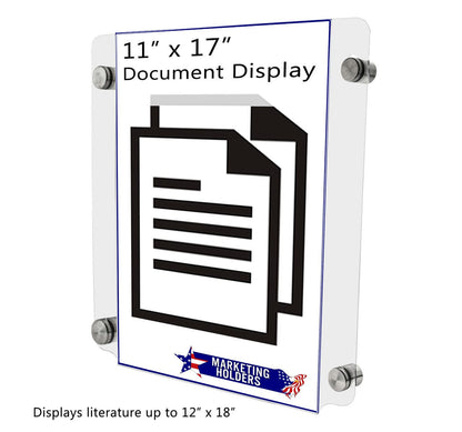 11"W x 17"H Sign Holder with Standoffs Photo Literature