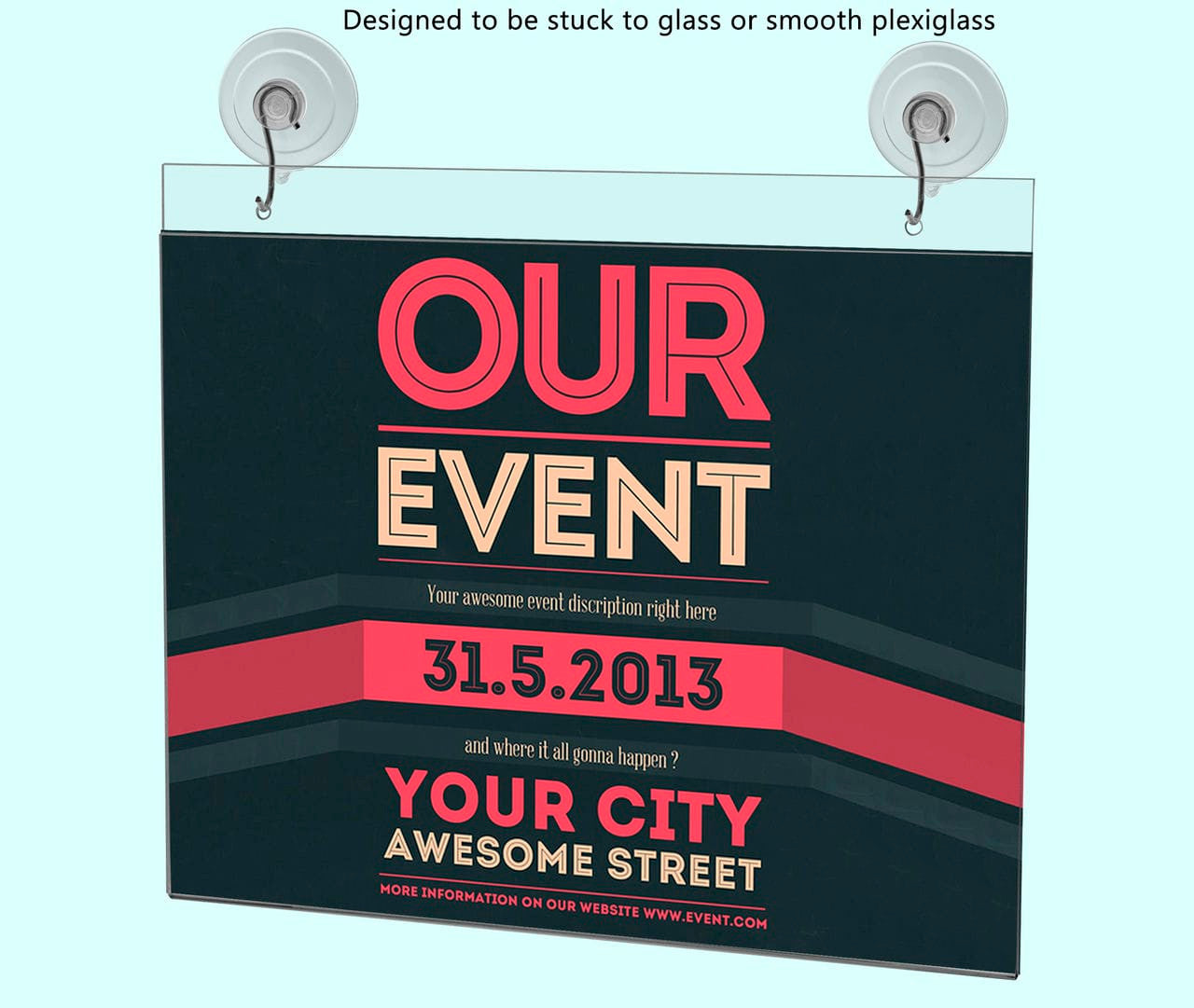 11"W x 8.5"H Window Mount Sign Holder Suction Cup with Hooks