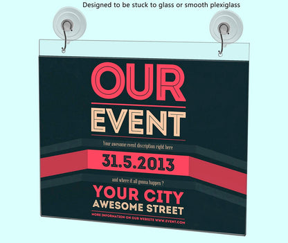 11"W x 8.5"H Window Mount Sign Holder Suction Cup with Hooks