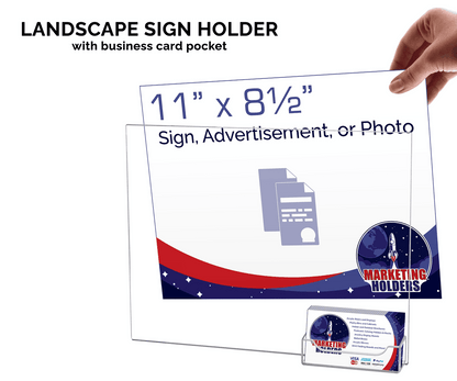 11"W x 8.5"H Wall Sign Holder with Business Card Pocket and Tape