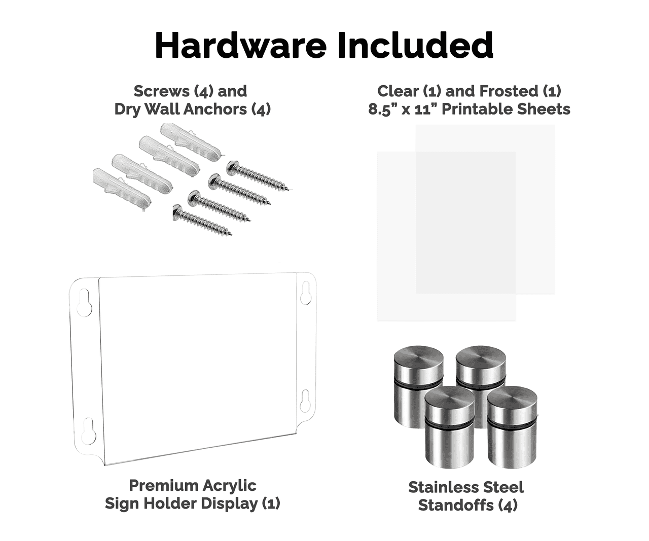 11"W x 8.5"H Sign Holder with Standoffs Flyer Hours