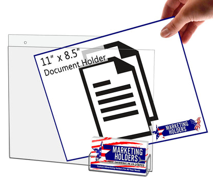 11"W x 8.5"H Wall Sign Holder with Business Card Pocket and Hardware