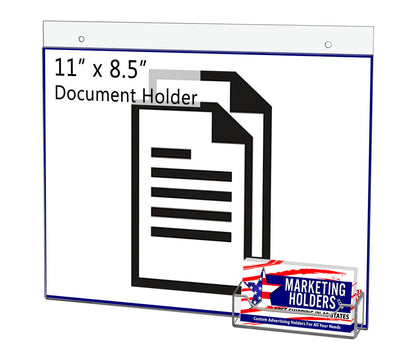 11"W x 8.5"H Wall Sign Holder with Business Card Pocket and Hardware