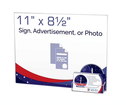 11"W x 8.5"H Wall Sign Holder with Business Card Pocket and Tape