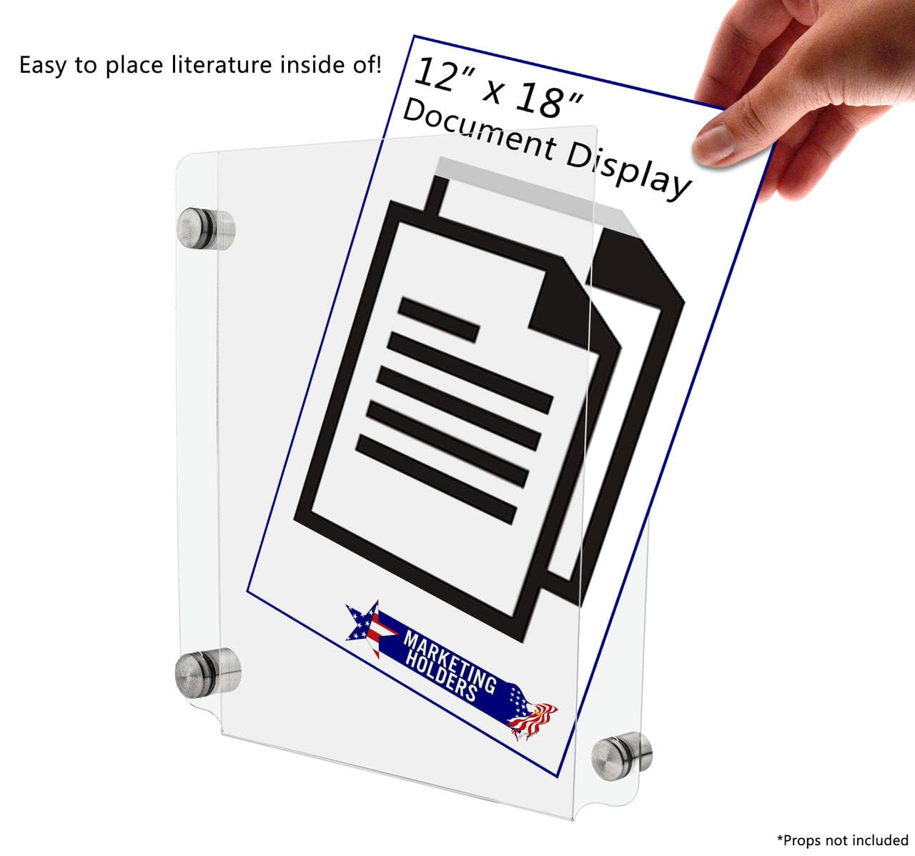 12"W x 18"H Sign Holder with Standoffs Flyer Poster Frame