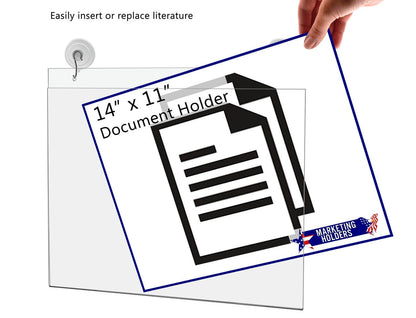 14"W x 11"H Window Mount Sign Holder Suction Cup with Hooks